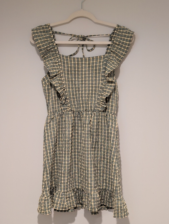 wild fable Dresses & Skirts - Wild Fable Ruffle Strap Plaid Sundress in Cream and Sage